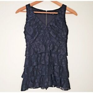 Express Y2K Lace Ruffle Babydoll Top Sz S Black Whimsigoth Goth Fairy Grunge